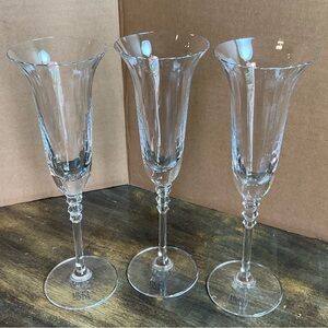 Mikasa Set of three Elegant Crystal Champagne Flutes